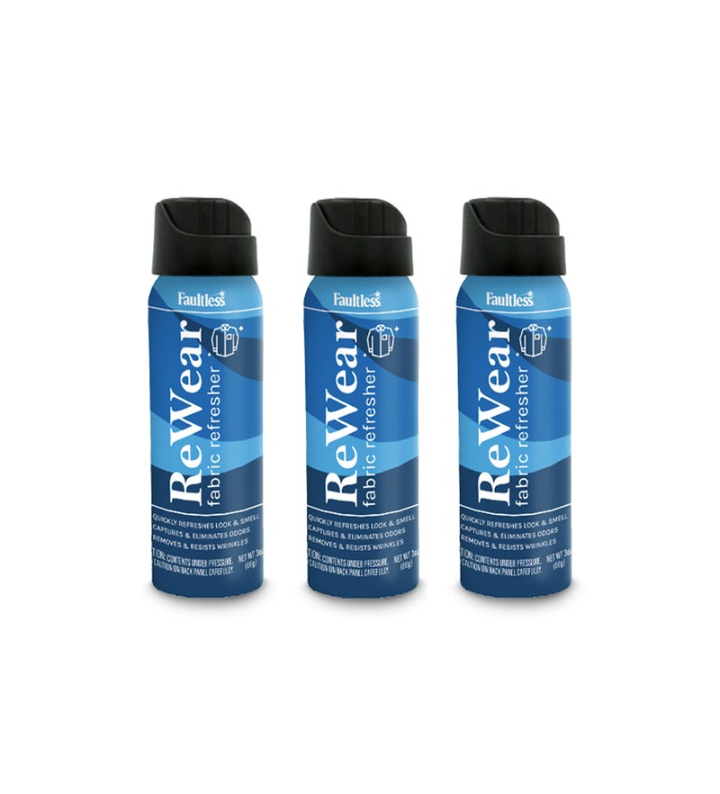 Faultless ReWear Dry Wash Spray for Clothing - Wrinkle Remover, Fabric Refresher Spray, Captures Odors - Like Dry Shampoo for Clothes: Fresh Look W/Out Laundry, 3oz (Mini 3 Pack) - Image 1